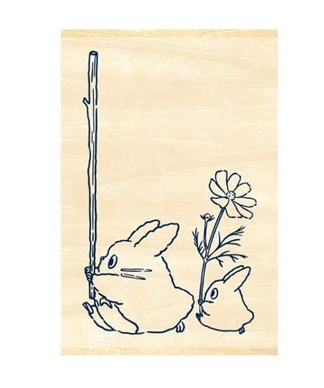 MY NEIGHBOR TOTORO - Blue & white Totoro - Wooden stamps 2x3x4.5cm